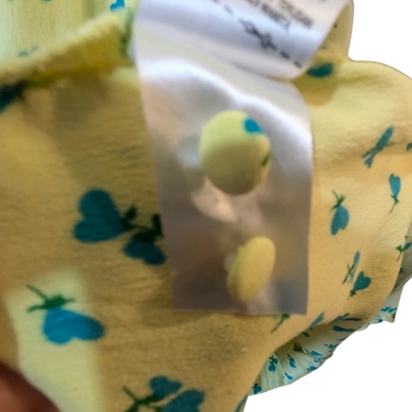 NWOT M&S Printed V-Neck Puff Sleeve Midi Tea Dress Yellow Blue - Picture 8 of 12